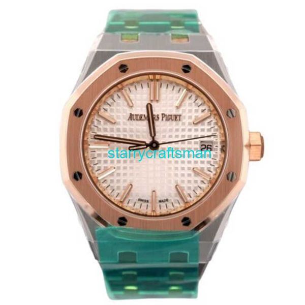 Montres de luxe APS Factory Audemar Pigue Royal Oak 37mm 18K Rose Gold Watch White Dial Ref 15550SR ST8E