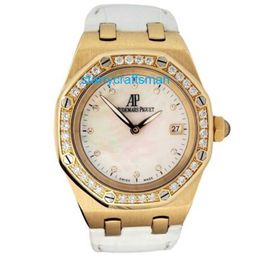 Montres de luxe Audemar Pigue Royal Lady Oak 33 mm Factory Diamond Cordres / Mop Dial Watch Gold APS Factory Stok