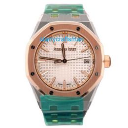 Luxe horloges Audemar Pigue Royal Oak 37mm 18k Orologio Oro Rosa Quadrande Bianco Ref Aps Factory St8o