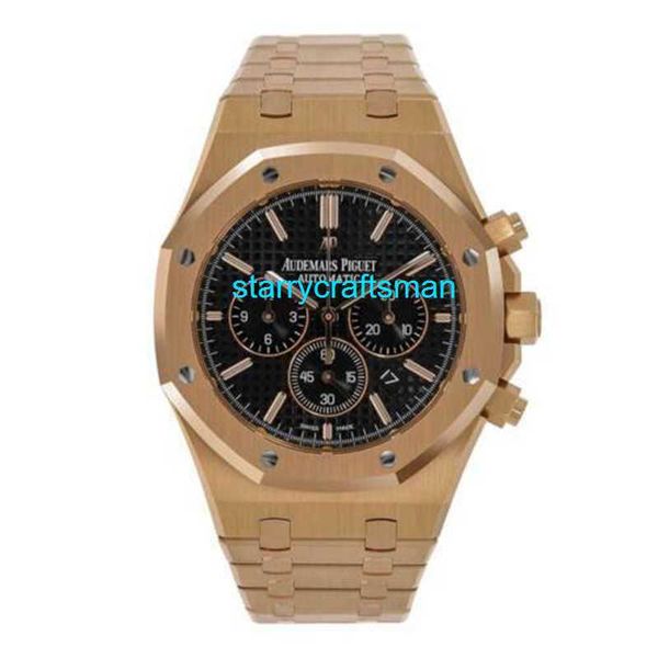Montres de luxe Audemar Pigue Royal Oak Watch 41 mm Black Index Hour Dial Rose Gold APS Factory HBP8