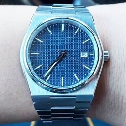 Luxe horloges Donkerblauwe wijzerplaat Herenhorloge Automatisch mechanisch uurwerk POWERMATIC Glazen achterkant Roestvrij stalen band Horloges Horloges 40 mm maat Nieuw