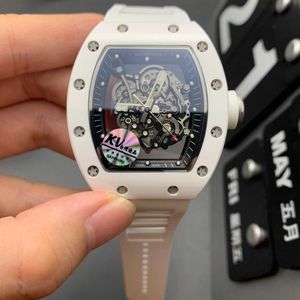 Relojes de lujo para hombres Mecánico Negocios Ocio Richas Mismo Rm055 Máquina automática multifunción Cinta de cerámica blanca Marca suiza para hombres