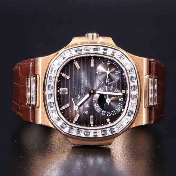 Montres de luxe pour hommes, ensemble de diamants mécaniques personnalisés avec diamants Moissanite, marque suisse, bracelets de genève Om46