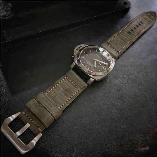 Relojes de lujo para hombre Reloj de pulsera mecánico Gf Correa de mano Gris Vintage Cuero para hombre Reloj de diseño adecuado