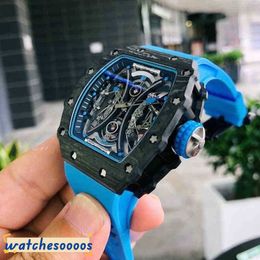 Montres de luxe Watch Watch Swiss Movement Limited Edition Wristwatch Hong Kong RM53-01 Black Carbone Fiber Ruban Luminous mâle
