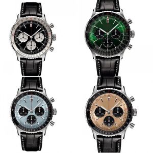 Luxe horloges mannen topkwaliteit navitimer alle wijzerplaten werken multicolor lederen band 904L roestvrijstalen ontwerper horloges zwart witte beweging horloges 50 mm xb010 c4