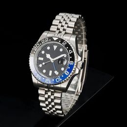 montres de luxe mens designer watch Automatique Mécanique 41mm gmt watch 904L Acier Inoxydable Bleu Noir Céramique Verre Saphir Super lumineux Montres-bracelets cadeaux