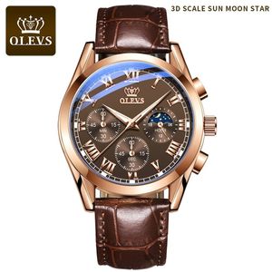 Luxe horloges quartz herenhorloges lederen band 30 m waterdicht mode heren horloge horloge voor mannen lichtere klok 210804