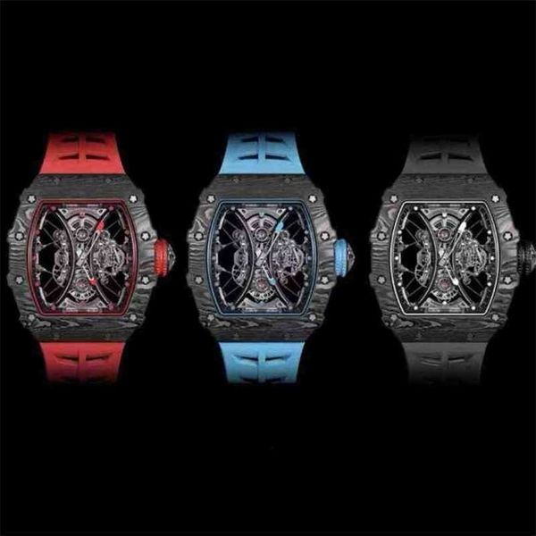 Relojes de lujo Réplicas Richadmills Reloj de pulsera con cronógrafo automático Agua Fantasma Hueco Impermeable Luminoso Estudiante Mujer Vino