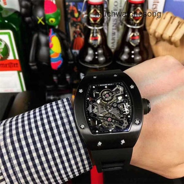 Replies Luxury Richadmills Chronographe Automatique Wristwatch 038 Mouvement entièrement automatique Sapphire Miroir Rubber Watch Band Brand Swiss Brand Spo K