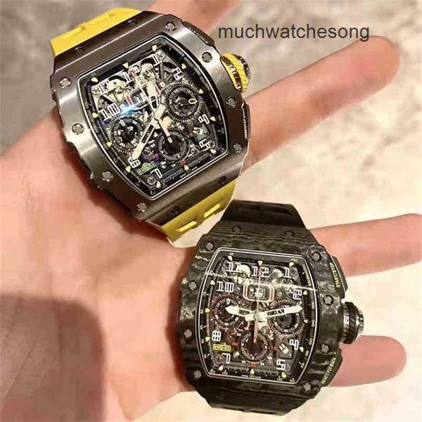 Replies de luxe Richadmills Chronographe Automatique Wristwatch Fibre Titanium Steel montred bylowed 011 étanche 035 Ceramic G4ak Bnfi