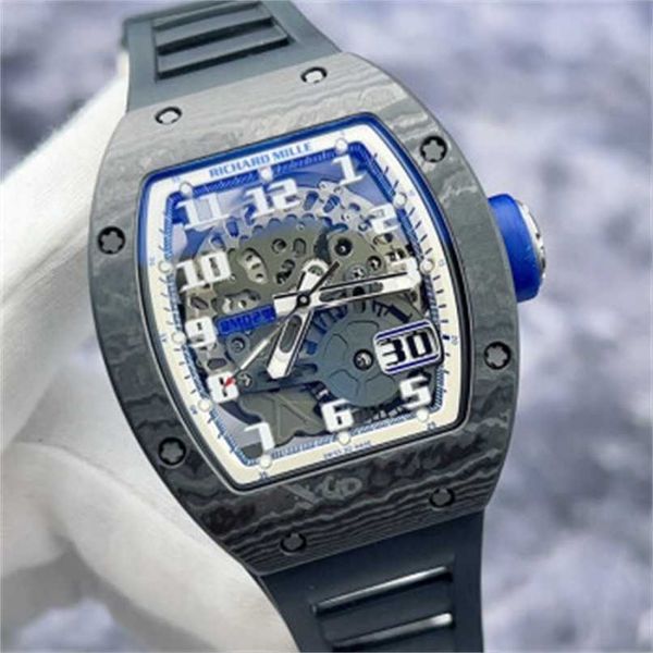 Relojes de lujo Richardmiler Reloj mecánico para hombre Cronógrafo Richardmiler Rm029 Negro Ntpt Reloj mecánico automático para hombre con colores blanco y azul en Japón Li