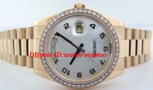 Relojes de lujo Pulsera de acero inoxidable Bisel de diamantes de nácar dorado 118348 - RELOJ Reloj mecánico de marca de moda de 39 mm para hombres