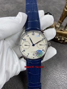 Luxe horloges yl v5 500107 Portugieser 42.3mm roestvrij staal 52010 Automatische herenhorloge Sapphire Crystal Silver Dial lederen band heren Horloges