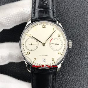 Luxe horloges YL V5 500704 Portugieser 42.3mm roestvrij staal 52010 Automatische herenhorloge Sapphire Crystal Dark White Dial Lederen Band Heren Horloges