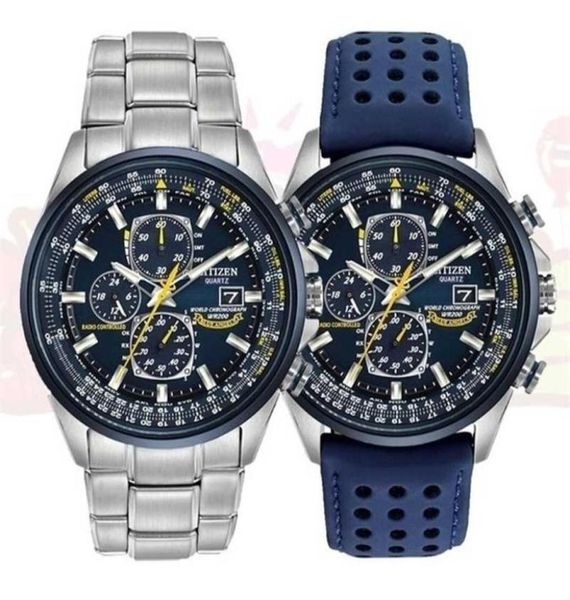 Luxury Wateproof Quartz Watches Business Casual Steel Band Watch Men039s Blue Angels World Chronograph Wristwatch 2201116737766