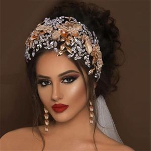 Luxe Bruiloft Bruids Hoofddeksel Kristal Strass Kroon Tiara Hoofdband Koreaanse Haarband Haaraccessoires Blad Hoofdtooi Mode Wo238W