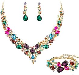 Bijoux nuptiale de mariage de luxe pour femmes au collier de grappes en pharmacie en cristal autrichien