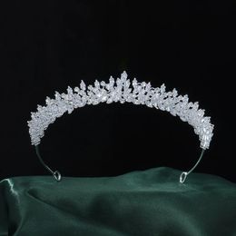 Coronas y tiaras de boda de lujo Diadema para mujer Accesorios para el cabello nupcial de circón completo Tocado Novias Joyería para el cabello Headwear 240301