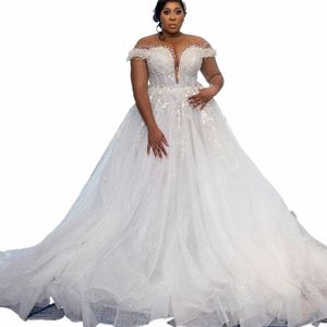 Vestidos de boda de lujo para la novia 2024 Cuello transparente con cordones en la espalda Lentejuelas con cuentas principales Perlas Tallas grandes Mujeres Vestidos de novia africanos 70hp #