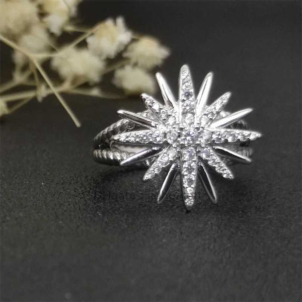 Bague de mariage de luxe Designer marque de mode américaine bijoux tournesol incrusté de diamant en argent sterling pour les femmes cadeaux de fête anneaux