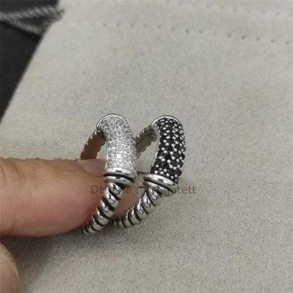 Anillo de boda de lujo de diseñador, joyería de marca de moda americana, aro de Cable de plata 925, diamante completo para hombres y mujeres, anillos de regalo