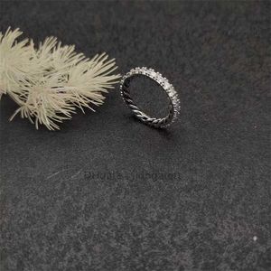 Luxe trouwring ontwerper klassieke eeuwige liefde ringen kabel gedraaide lijn witte stenen stapel in sterling zilver met Pav diamanten ringen