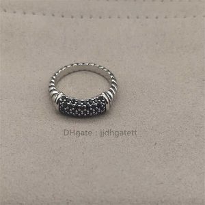 Luxe trouwring Designer ringen kabel gedraaide lijn zwart witte steen stapel 925 sterling zilver met Pav diamanten ringen