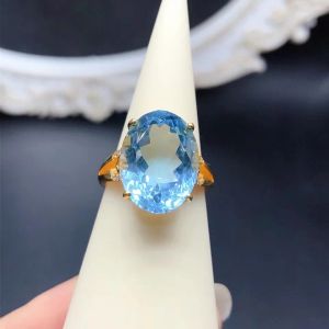 Bague de mariage de luxe pour femme, 12mm x 16mm, 10ct, bague en topaze naturelle avec placage en or, bijoux en argent massif 925