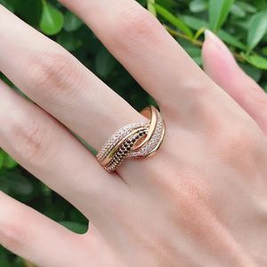 Anillo de bodas de lujo para mujeres elegante real 18 k oro rosa joyería original regalo anillos de oro 18 k joyería fina 240220