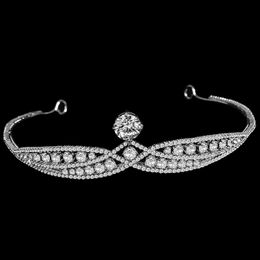 Luxe bruiloft tiara's kristal bruids kroon en tiara zilveren kleur diadeem kopstuk voor bruid haaraccessoires sieraden cadeau
