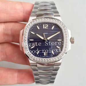 Luxe wit blauw grijs 35,2 mm diamanten bezel dames automatisch Cal 324 horloge dames PF Factory 7118 1200A Eta Miyota datum Watchc272S