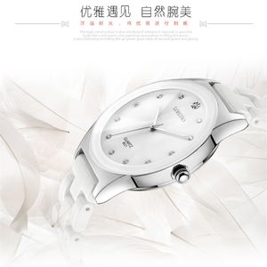 Luxe wit keramisch waterbestendige klassieke Easy Read Sport Pols horloge topkwaliteit Lady Watch 201119
