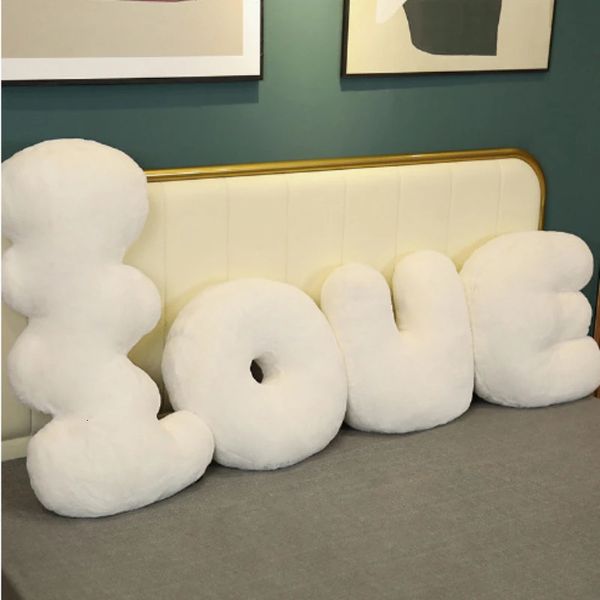 Luxe blanc moelleux décor à la maison coussin lettres d'amour jeter taie d'oreiller oreiller canapé oreiller 240115