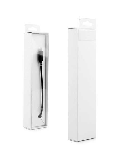 Emballage de papier blanc de luxe pour boîte de ligne de date de câble micro USB pour boîtes-cadeaux de vendeurs de livraison directe