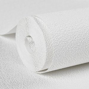 Luxe witte effen 3d dikke schuimende behang niet geweven muur papier rol slaapkamer woonkamer behang