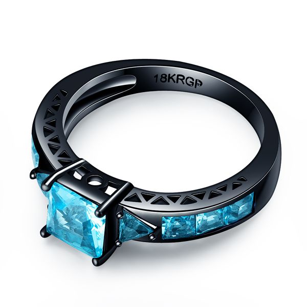 Luxe en gros brillant grand diamant bleu mariage noir bague ensemble pour femmes hommes fête de fiançailles bande or 18 carats rempli éternité bijoux zircone taille 6 7 8 9