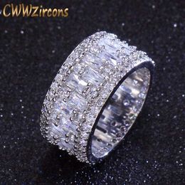 Luxe Large Cercle Femmes Anneaux De Mariage AAA Cubique Zircone Mode Géométrique Ronde CZ Bague De Mariée Bijoux R036 210714