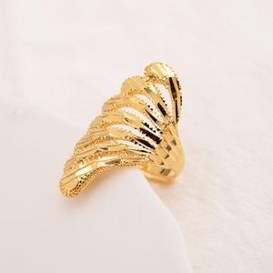 Anillo ancho de lujo de 18 k de oro fino sólido relleno de moda ostentoso anillos de dedo ajustables para mujer pulgar grande redondo Punk joyería regalo