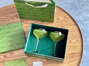 Verres à vin de luxe Vintage vert, verres à Champagne créatifs pour anniversaire et mariage avec boîte-cadeau
