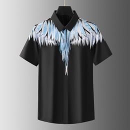 Luxe aile imprimé chemise hommes été à manches courtes décontracté affaires chemises fête sociale smoking Blouse Streetwear Camisa Masculina