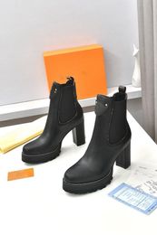 Luxe winter Beaubourg Ankle Boots Black Calfskin Leather Leer Boot Rubber Lug Sole Lady Booty Famous Martin Booties Party Wedding Maat 35-42