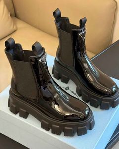Boots de plate-forme en cuir en cuir brossé monolithes de luxe