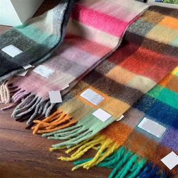 Luxe hiver laine mélange Acn-Stu style écharpe arc-en-ciel écharpe femme 4 couleurs marque écharpe pour femme en option de haute qualité 289r