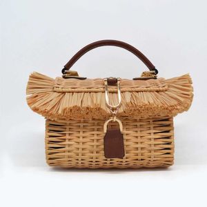 Luxe vrouw Strawtas zomer raffia geweven handgemaakte handtassen en portemonnees rattan strandtas lady merk crossbody schoudertassen 230304