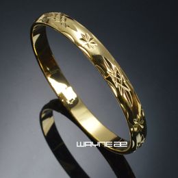 Bracelet de mariage sculpté en or jaune 18 carats pour femmes de luxe, diamètre intérieur G130. 57mm