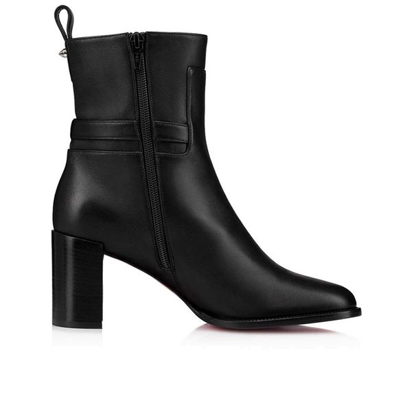 Botas de tobillo de lujo para mujer Cerraduras superiores Botín Botas de 70 mm Italia Hermoso cuero negro marrón Punta puntiaguda Bota Diseñador Vestido de noche informal Botines cortos Caja UE 35-43