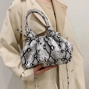 Luxe femmes marque fourre-tout sacs nouveau serpent imprimé sac à bandoulière petit sac de messager plissé dames peau de serpent motif bandoulière sac à main