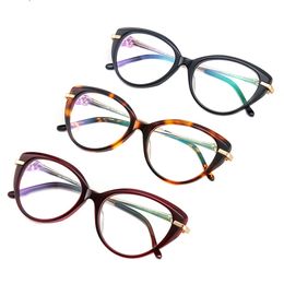 Femmes de luxe lunettes cateye cadre planche fullrim titane métal jambe léopard 0283 optique léger fullrim54-17-145 pour lunettes de vue lunettes fullset case