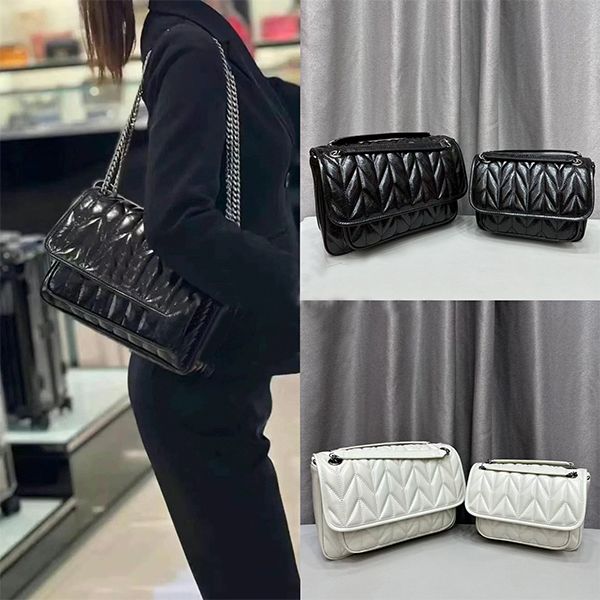 Femmes de luxe Sac à bandoulière Designer le sac fourre-tout Miui Zipper plissé sac à main pour hommes Mode classique miumius Longue bandoulière en cuir Platinum chaîne Messenger sac